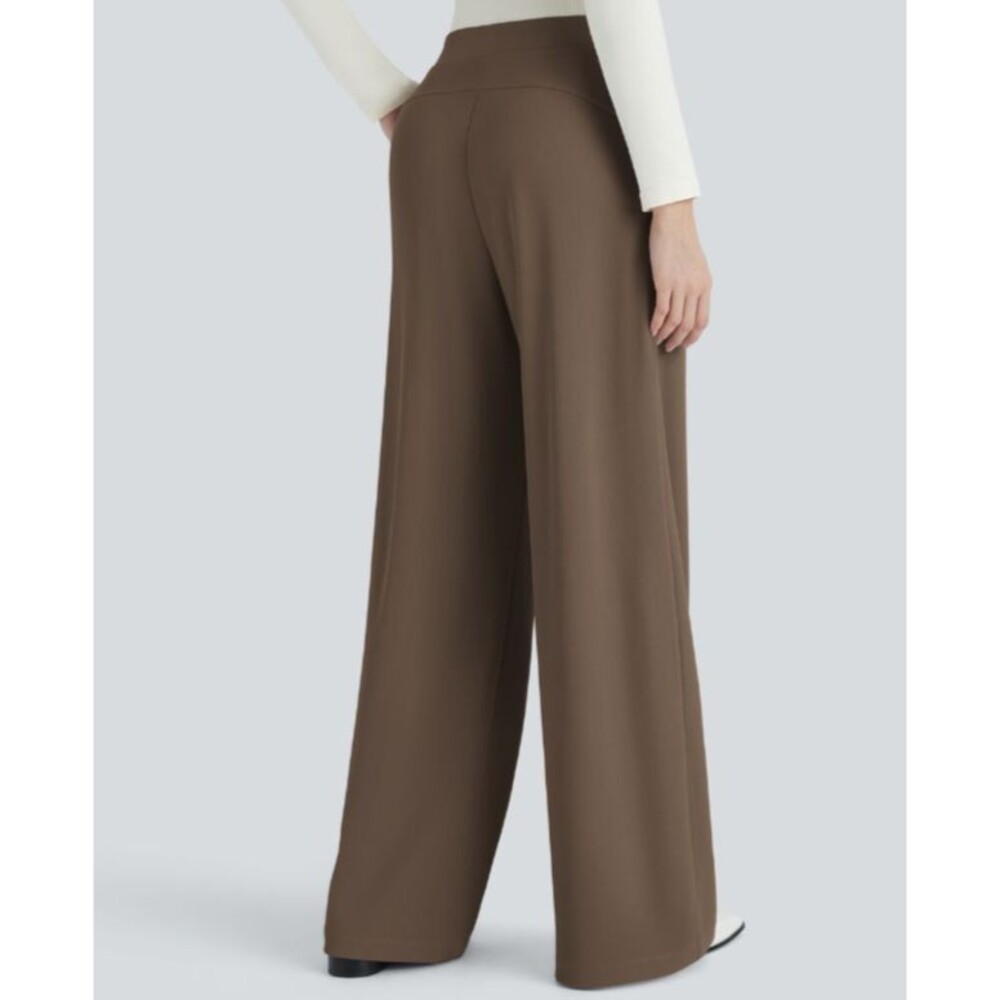 Halara Flex High Waist Body Sculpt Waist-Slimming Wide Leg Pants Brown Size S